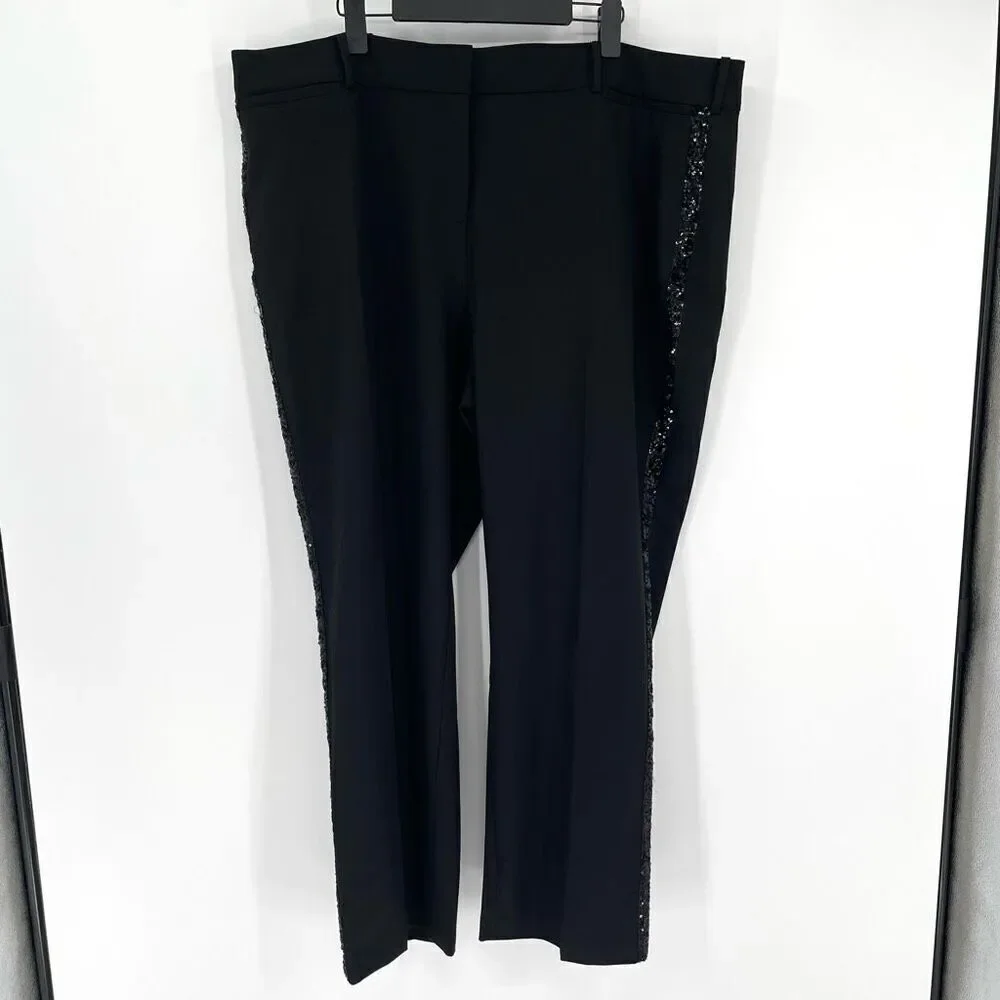 Lane Bryant Signature Fit Sequin Side‎ Tape The Perfect Drape Straight Pant 24